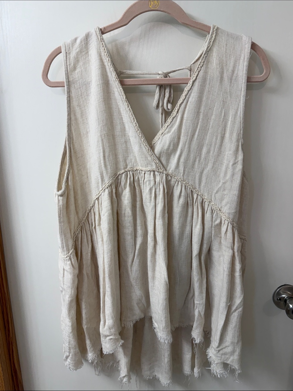 Umgee Cream Sleeveless Gauze Babydoll Tunic